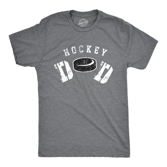 Mens Hockey Dad T Shirt Funny Cool Ice Hockey Fathers Day Gift Puck Graphic Tee - Picture 1 of 4